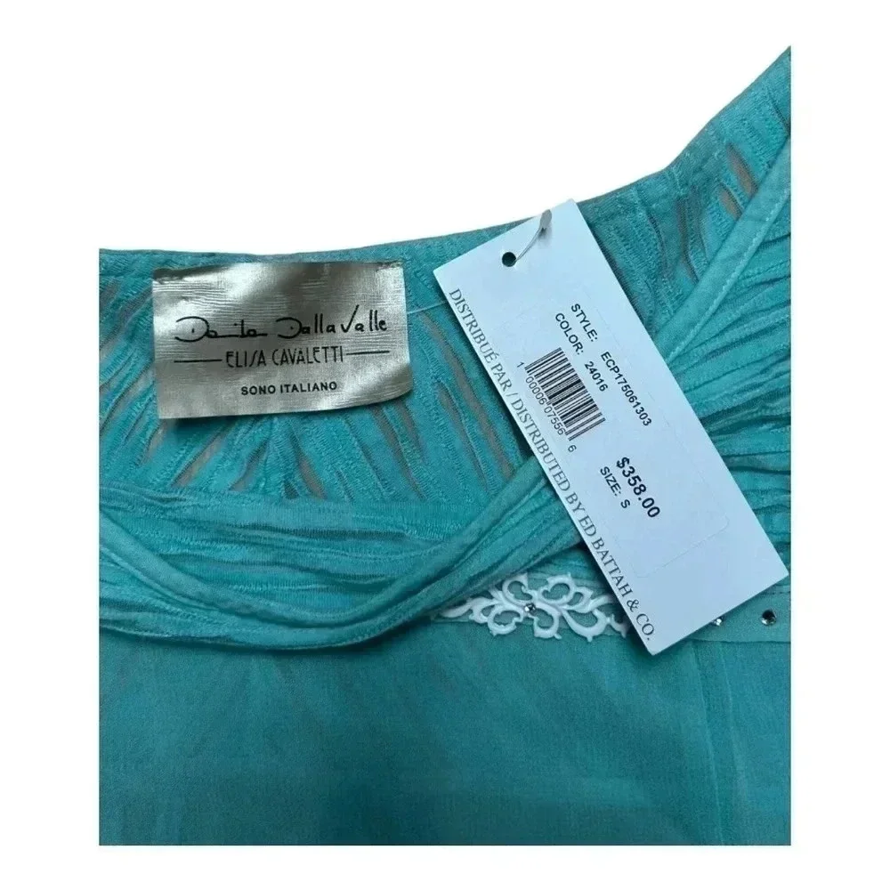 NWT‎  Elisa Cavaletti Teal Lace Tee - Picture 4 of 6